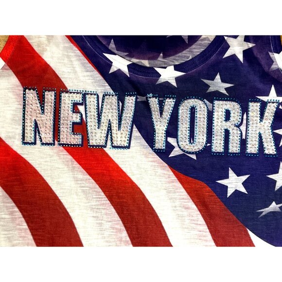 Sweet Gisele XLG American Flag Tank Top New York Rhinestone City Street Glam POP - Picture 9 of 12
